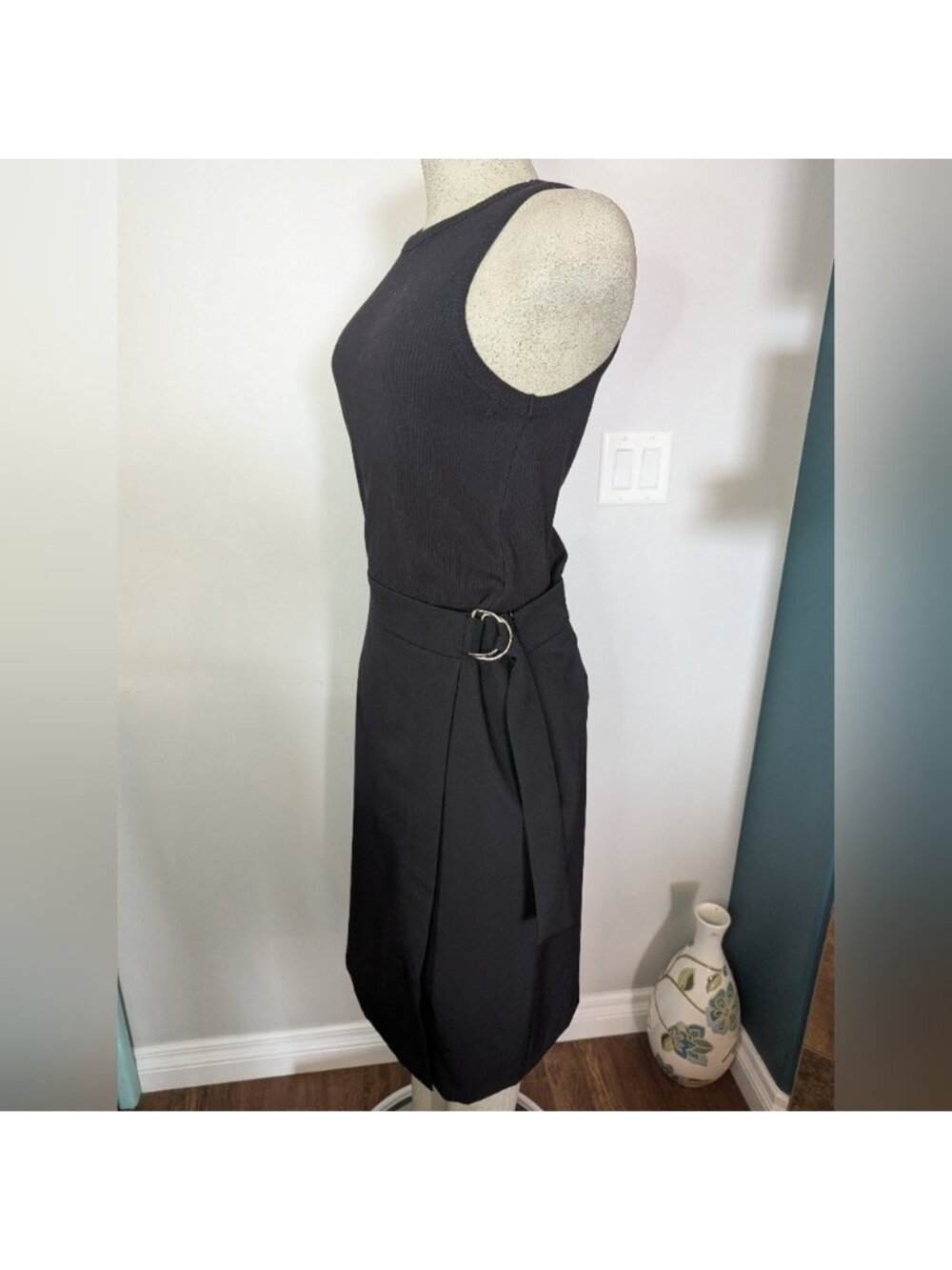 Black Wrap Midi Skirt with D-Ring fully lined black skirt  14 tall fits like 1x
